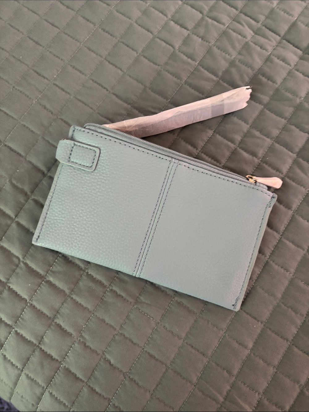 Light Blue Leather Wristlet Wallet